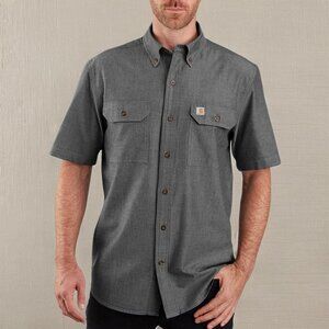 Carhartt Shirt Men's Black Chambray Midweight Short Sleeve Button Work Shirt XL